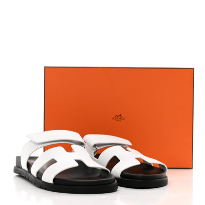 Hermes Calfskin Womens Chypre Sandals 38.5 White 9 of 9