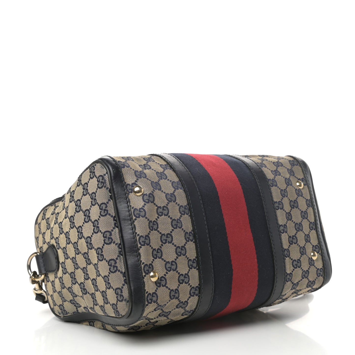 Monogram Selleria Calfskin Vintage Web Medium Boston Beige Blue