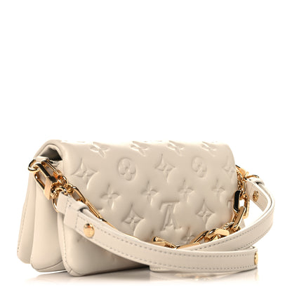Louis Vuitton Lambskin Embossed Monogram Pochette Coussin Crossbody Creme 3 of 11
