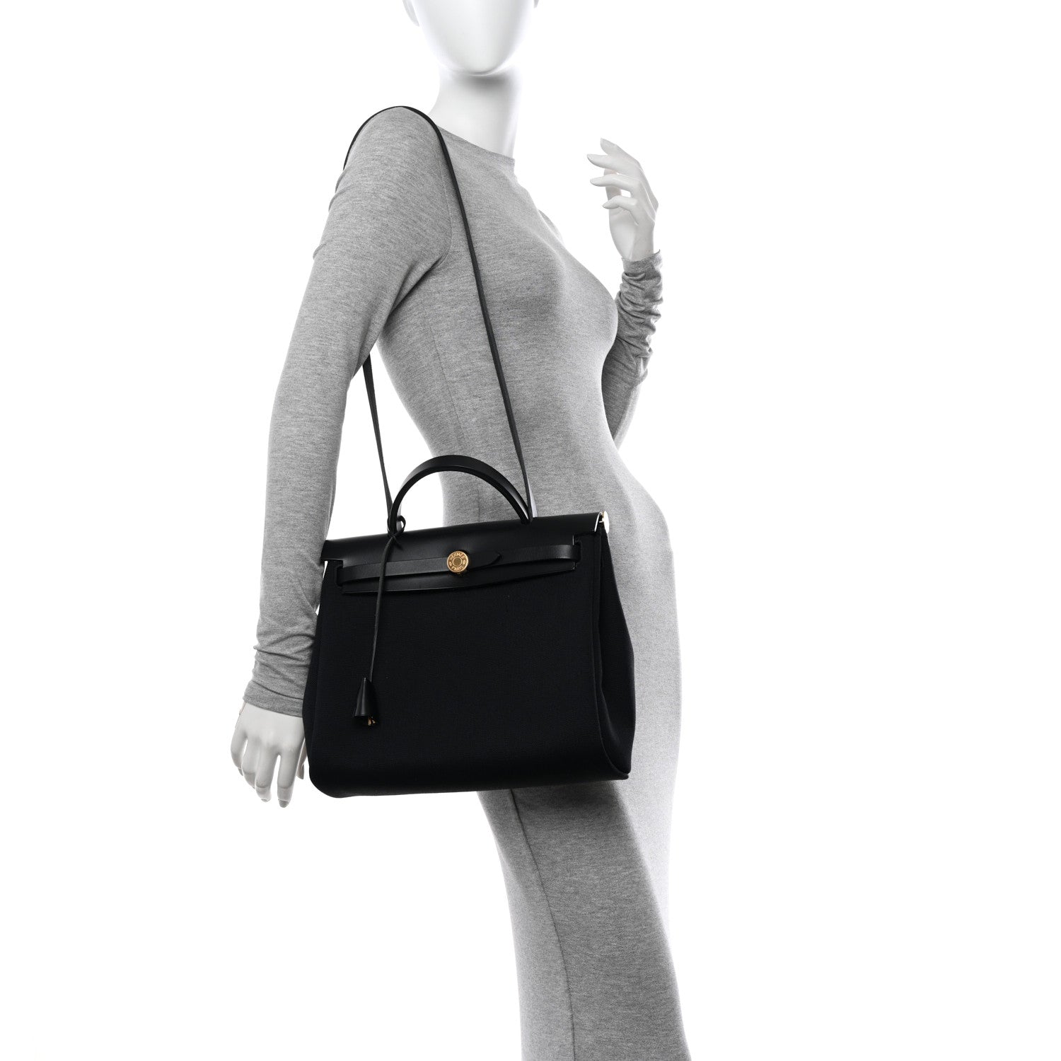 Hermes Military Toile Vache Hunter Herbag Zip PM 31 Black 3 of 12