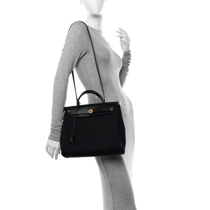 Hermes Military Toile Vache Hunter Herbag Zip PM 31 Black 3 of 12