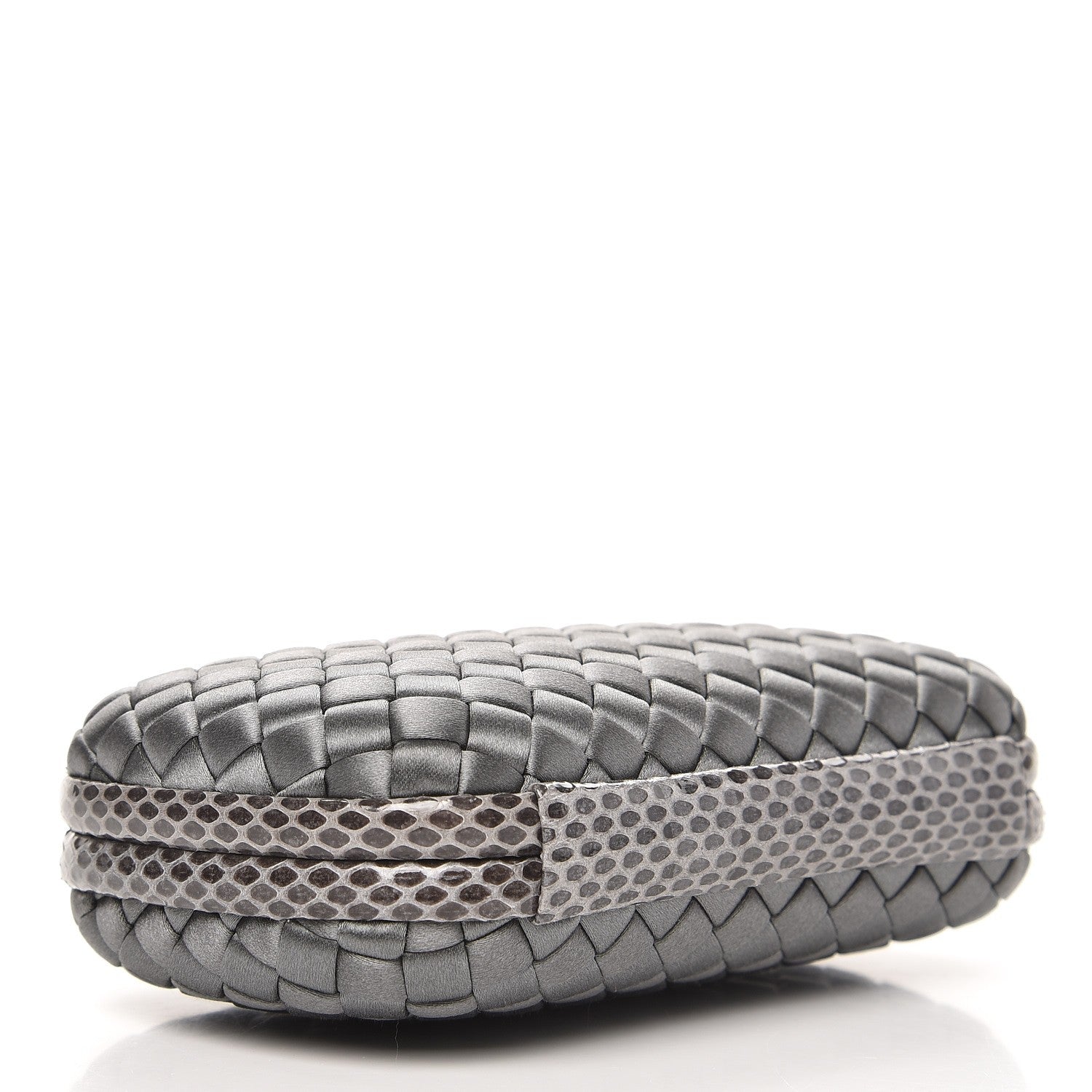 Bottega Veneta Satin Intreccio Impero Ayers Knot Clutch Light Grey 4 of 6