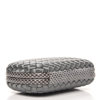 Bottega Veneta Satin Intreccio Impero Ayers Knot Clutch Light Grey 4 of 6