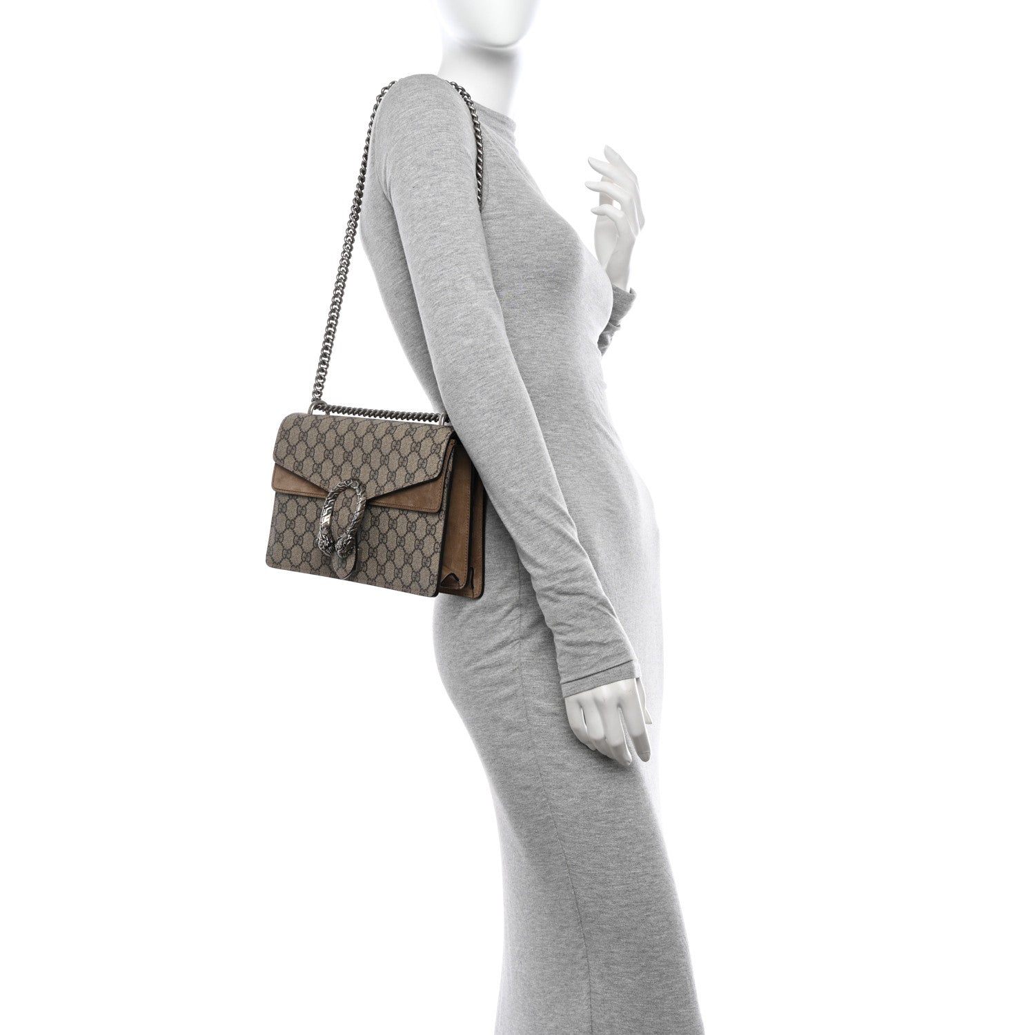 Gucci GG Supreme Monogram Small Dionysus Shoulder Bag Taupe 2 of 10
