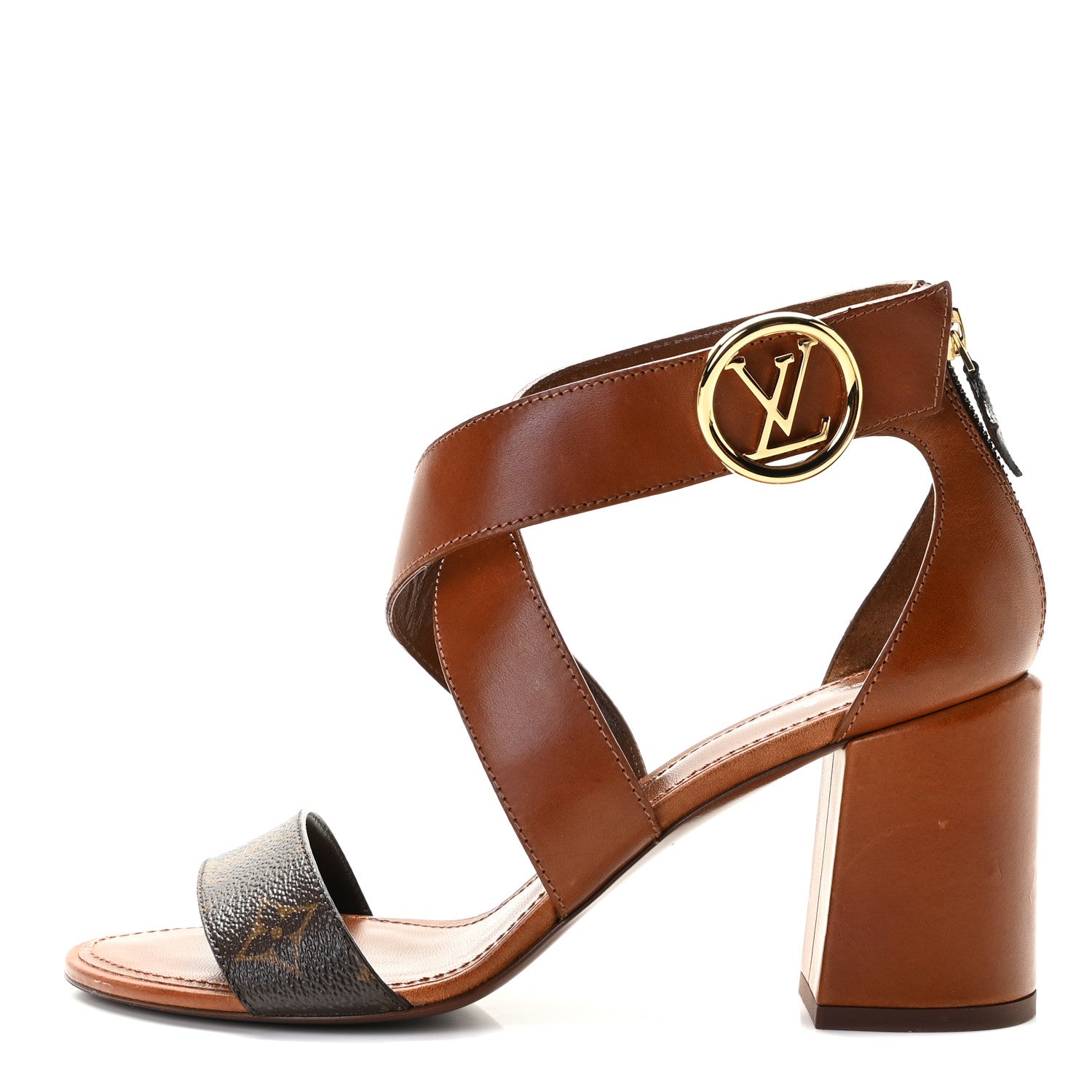 Louis Vuitton Calfskin Monogram Horizon Sandals 39 Cognac Brown 1 of 9