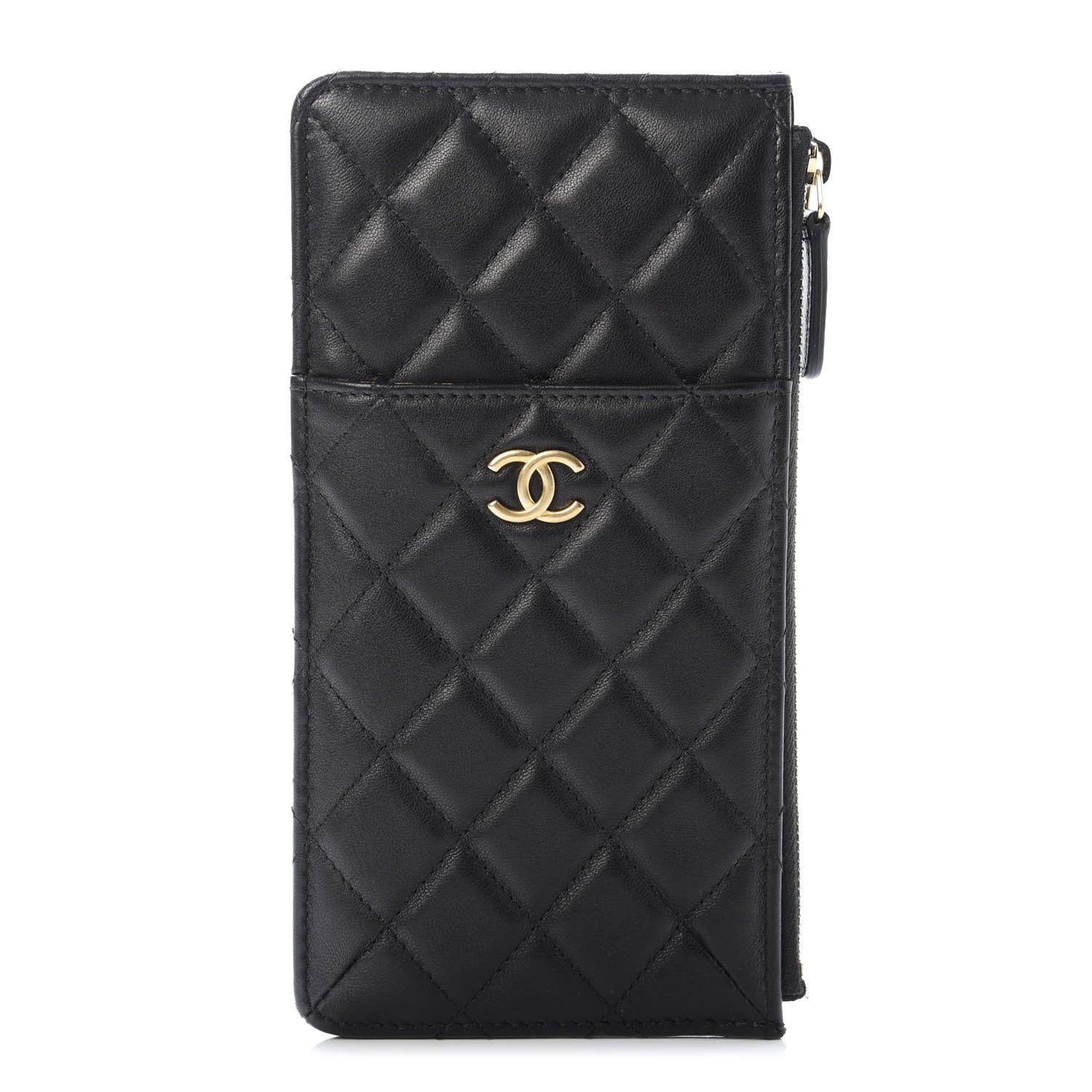 Chanel Lambskin Quilted Classic Flat Wallet Pouch Black 1 of 7