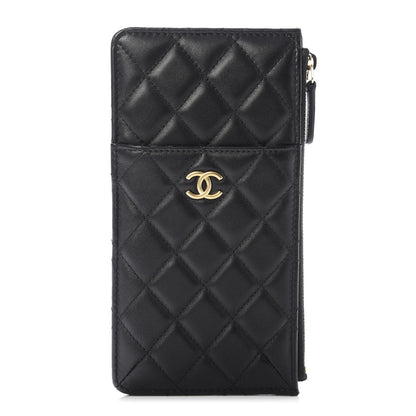 Chanel Lambskin Quilted Classic Flat Wallet Pouch Black 1 of 7