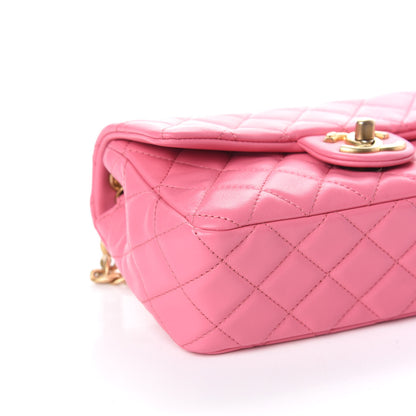 Chanel Lambskin Resin Quilted Mini Rectangular Pearl Samba Flap Pink 9 of 10