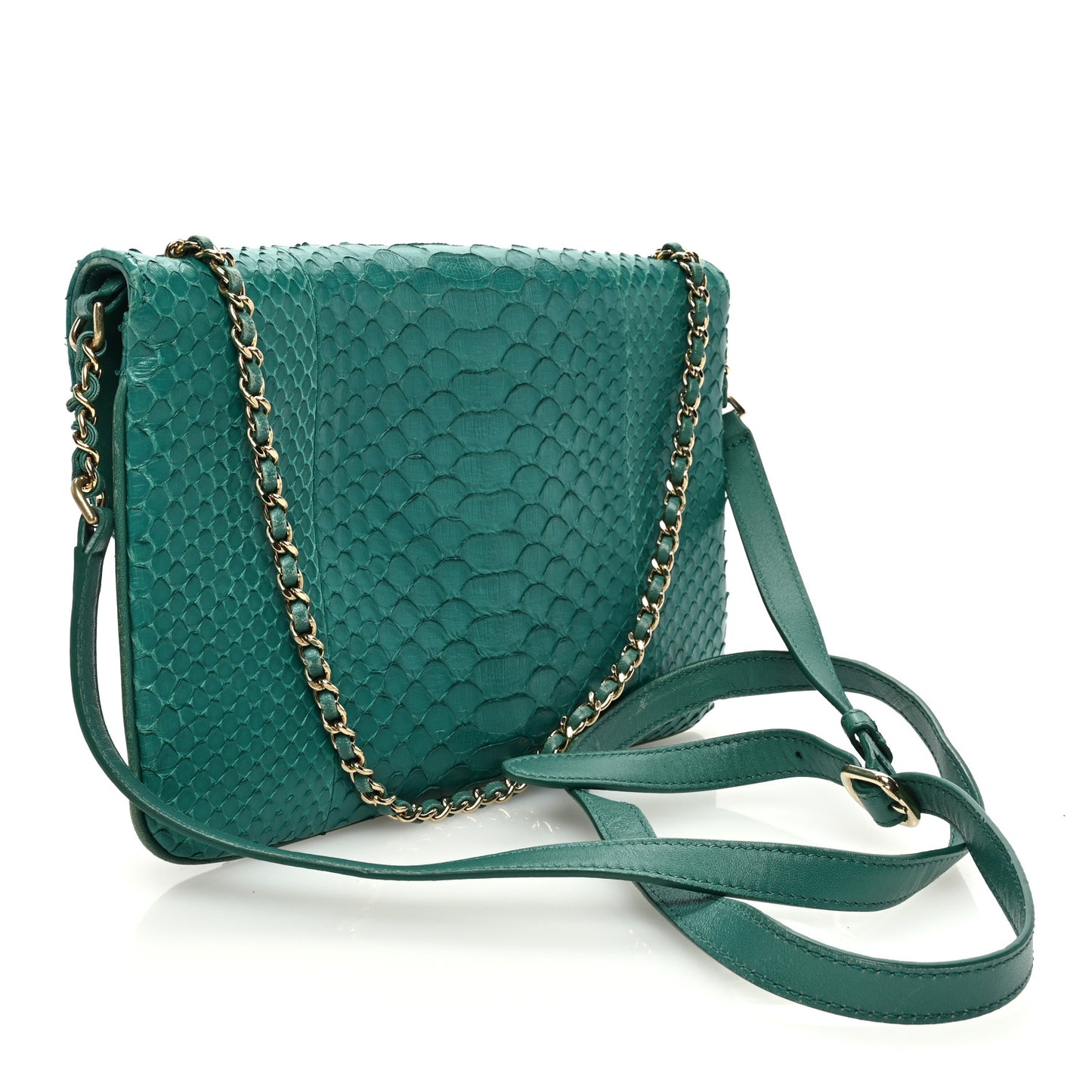 Snakeskin Chain Around Single Flap Turquoise