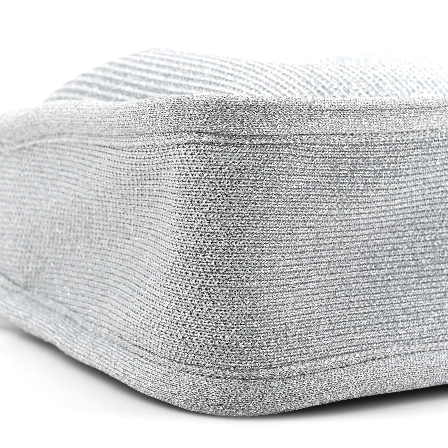 Metallic Ribbed Knit Small Ryan Bag Silver