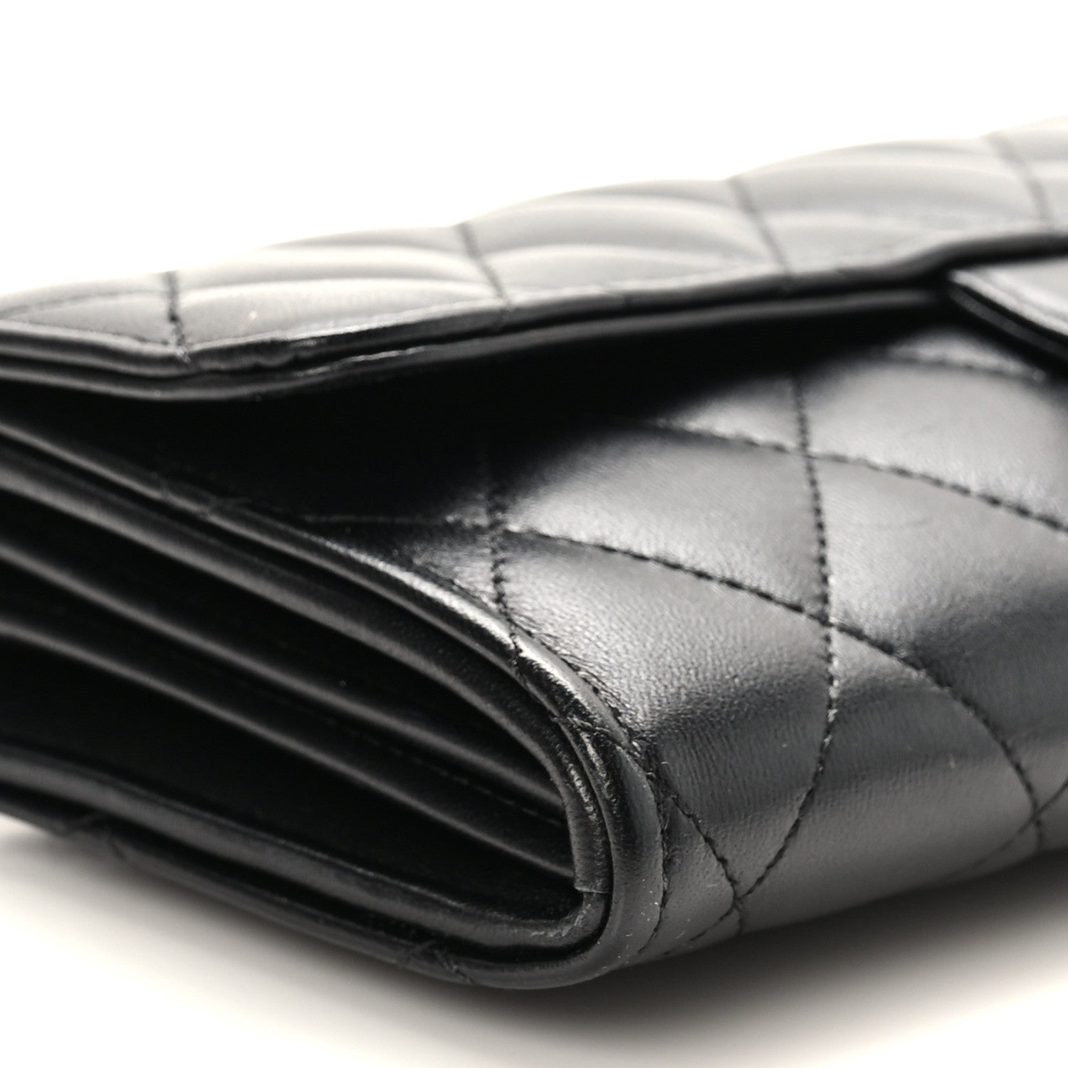 Chanel Lambskin Quilted Large Gusset Flap Wallet Black 10 of 11
