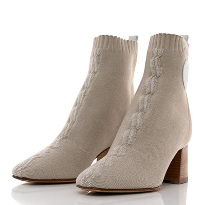 Hermes Knit Calfskin Volver 60 Ankle Boots 37 Nocciola 3 of 9