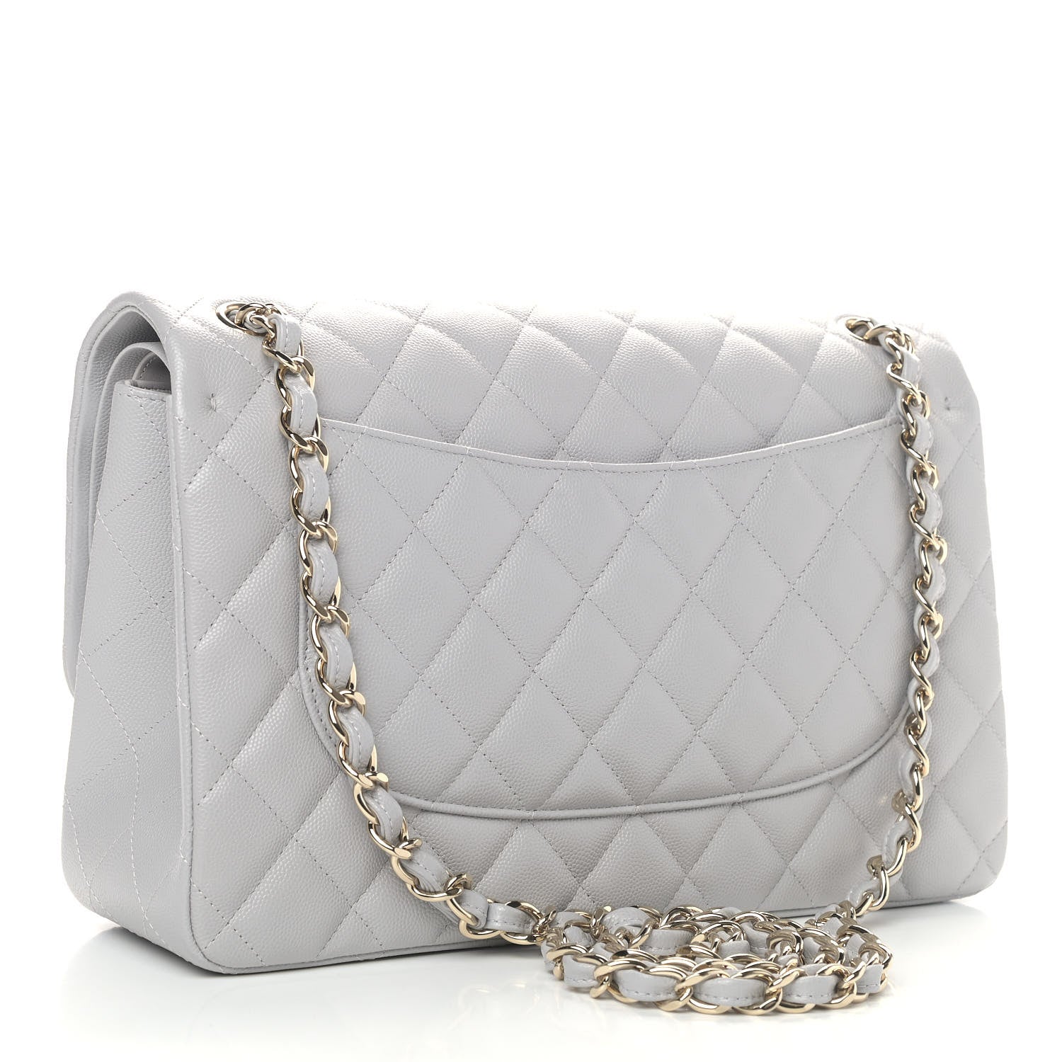 Chanel Caviar Quilted Jumbo Double Flap Grey 2 of 4