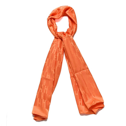 Hermes Silk Wool Faconnee Grand H Scarf Orange 1 of 4
