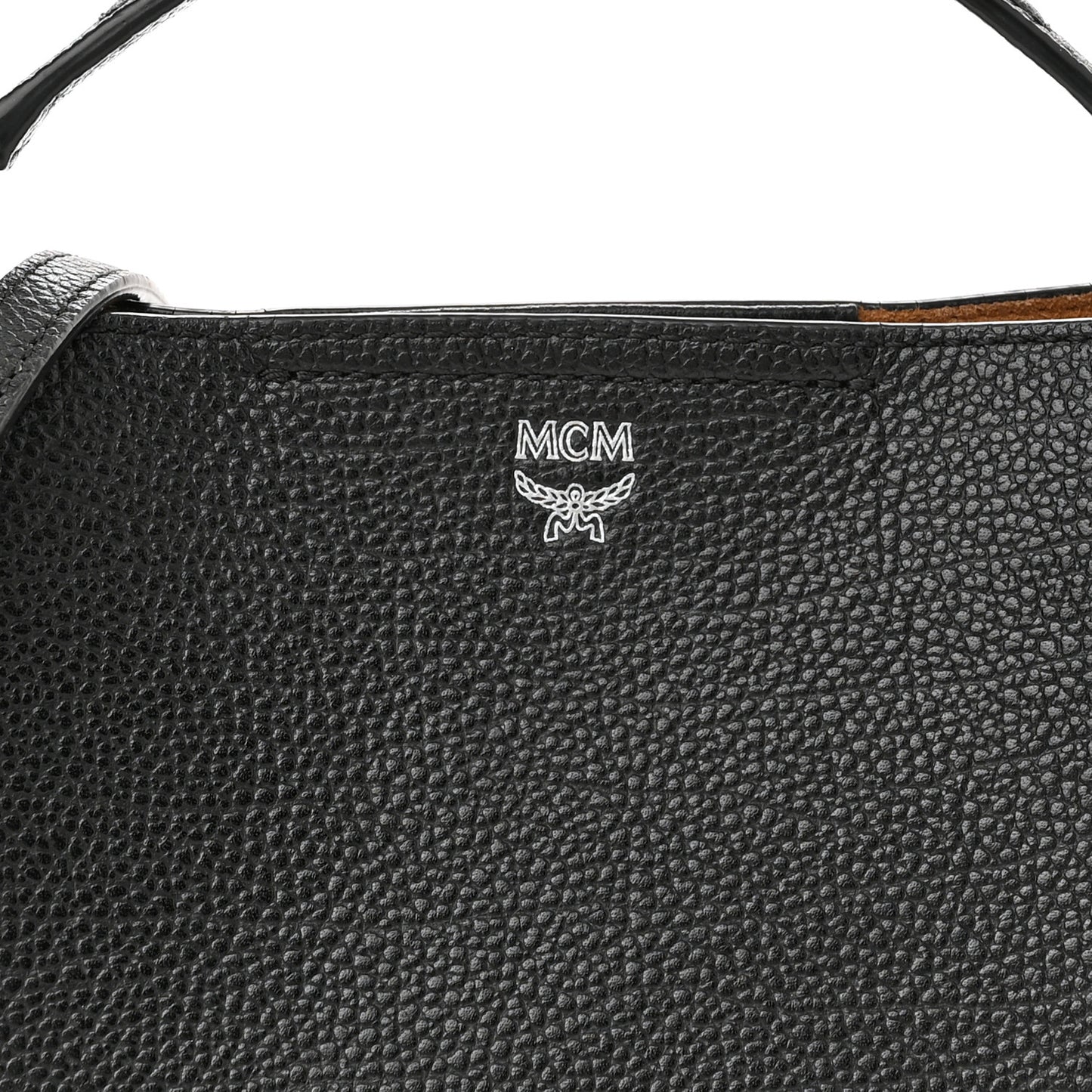 Grained Calfskin Visetos Top Handle Crossbody Cognac Black