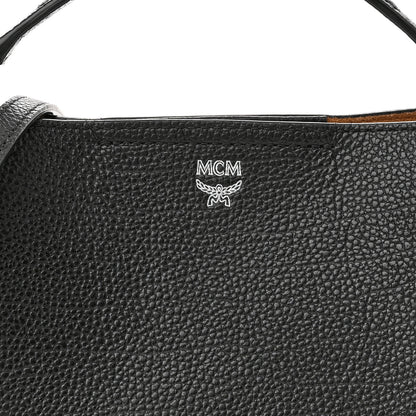 MCM Grained Calfskin Visetos Top Handle Crossbody Cognac Black 8 of 10