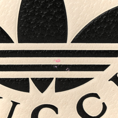 Gucci X ADIDAS Textured Dollar Calfskin Trefoil Embossed Wallet On Chain Off White Black 12 of 17