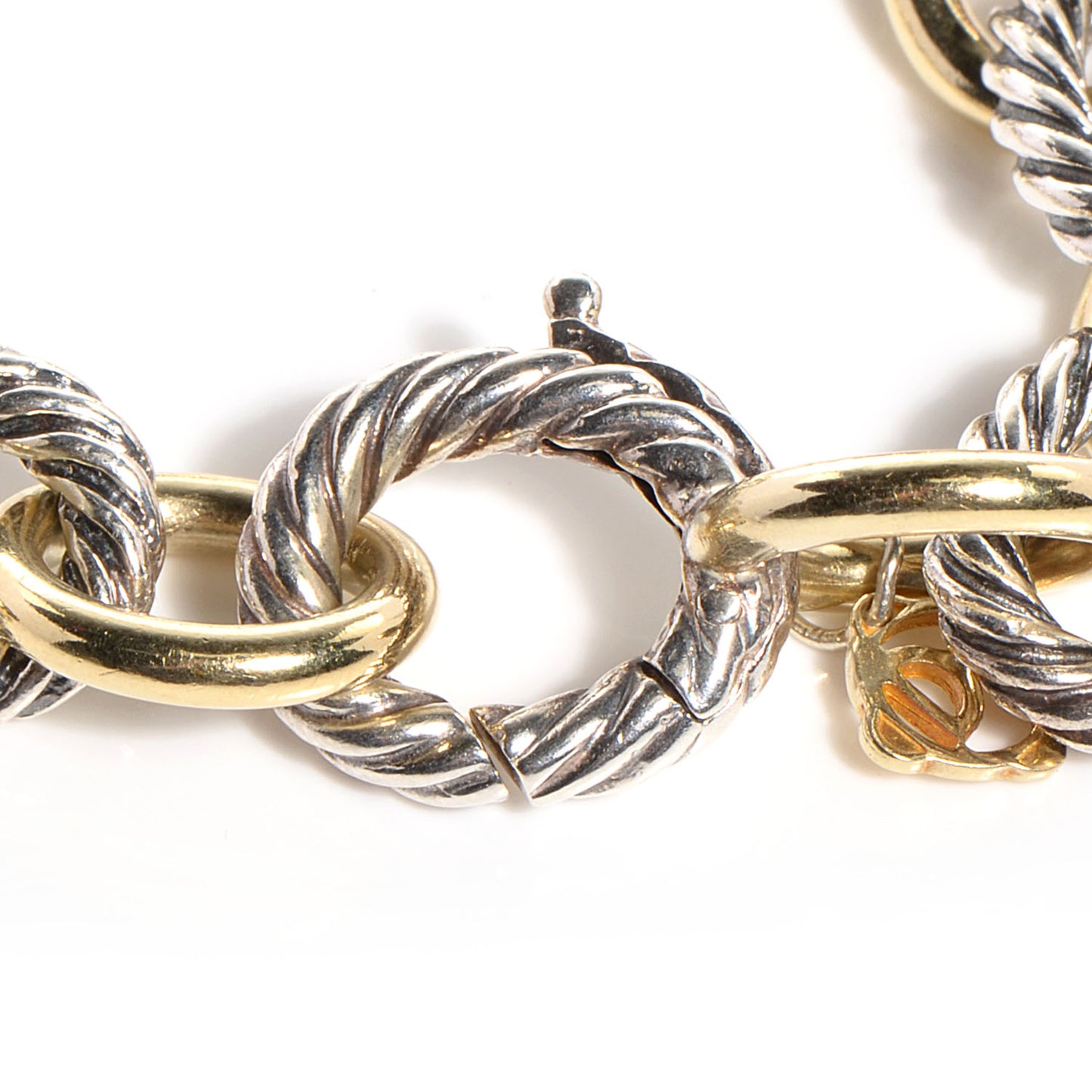 Sterling Silver 18K Yellow Gold 12mm Large Oval Link Bracelet