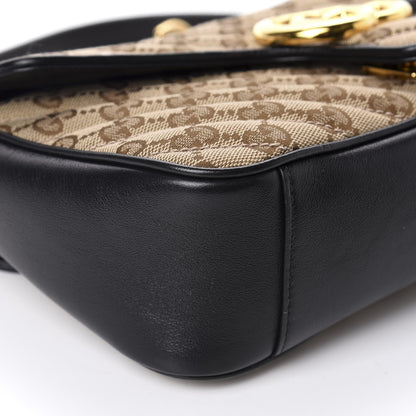 Gucci Monogram Matelasse Diagonal Small GG Marmont Shoulder Bag Beige Black 5 of 10