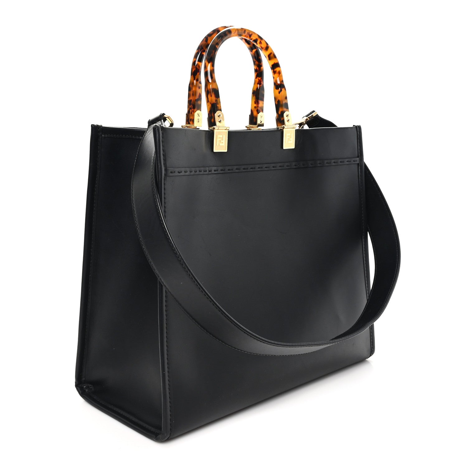 Fendi Vitello King Plexiglass Medium Fendi Sunshine Shopper Tote Black 4 of 19