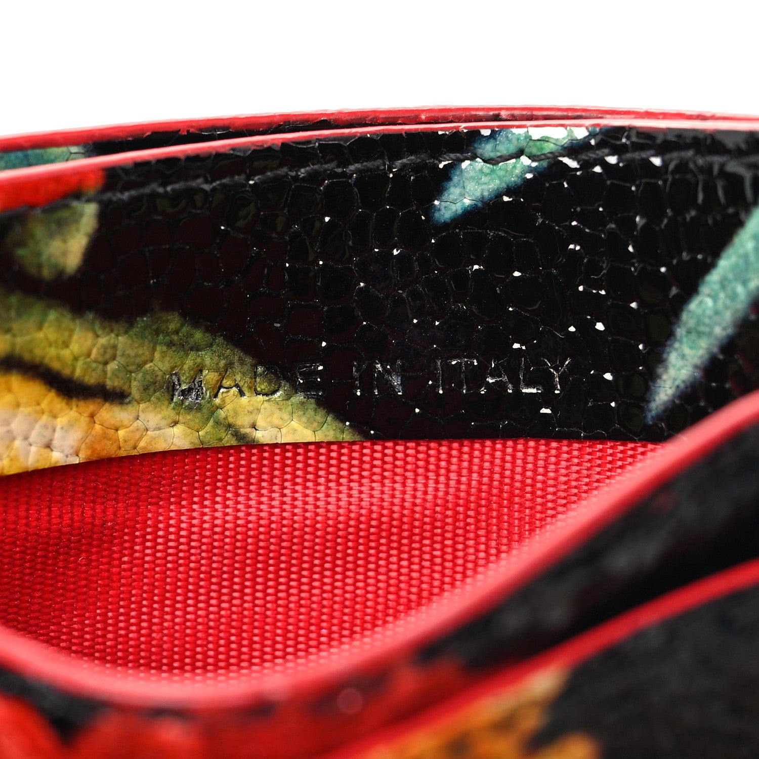Christian Louboutin Crackled Calfskin Hawaii Print Paros Spikes Card Holder Black Gunmetal 7 of 8