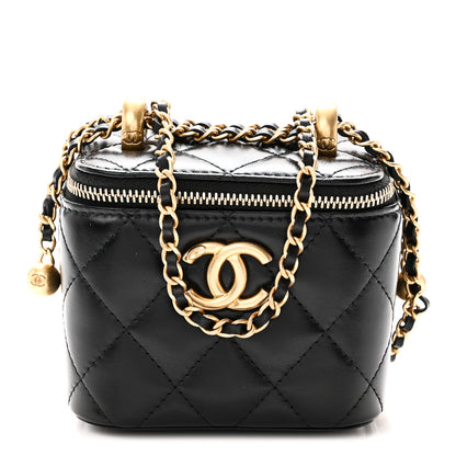 Chanel Calfskin Quilted Mini Perfect Fit Vanity Case With Chain Black 1 of 10