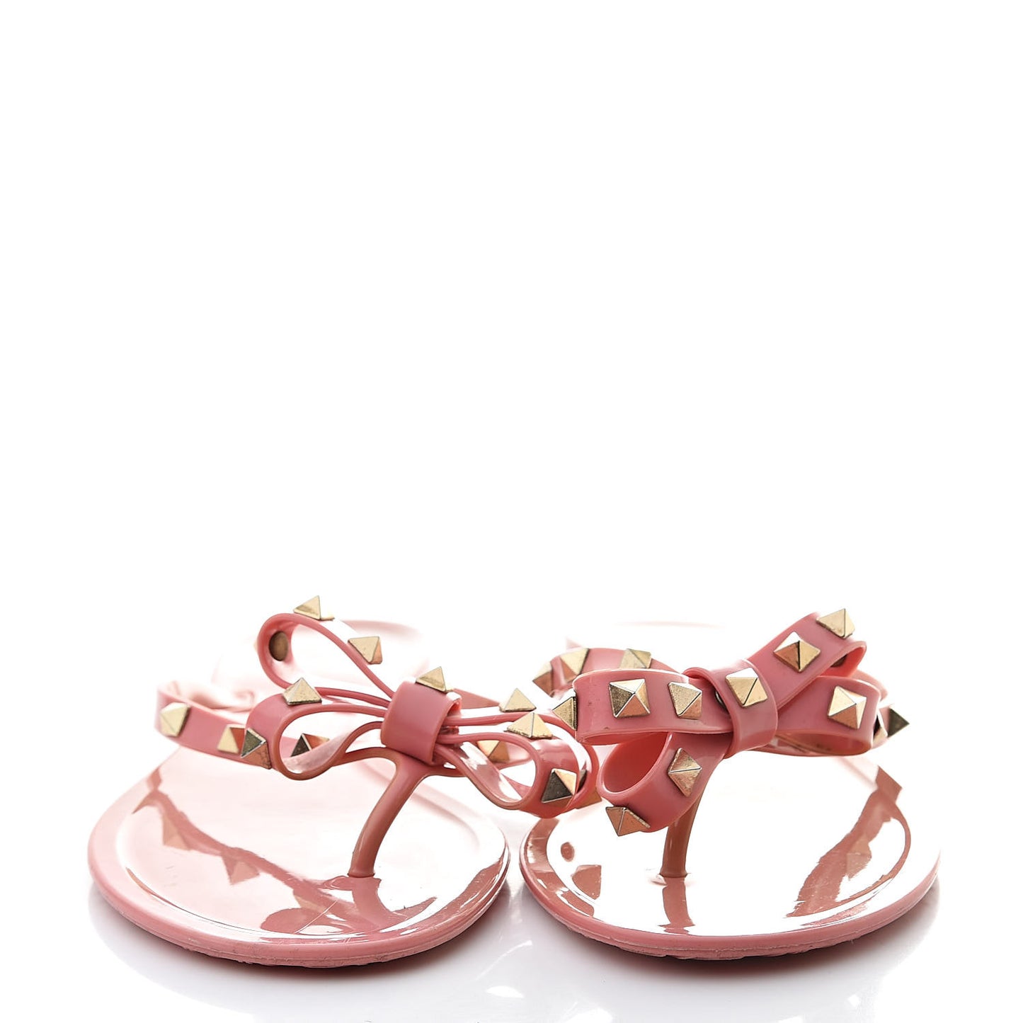 PVC Jelly Rockstud Bow Thong Sandals 39 Pink