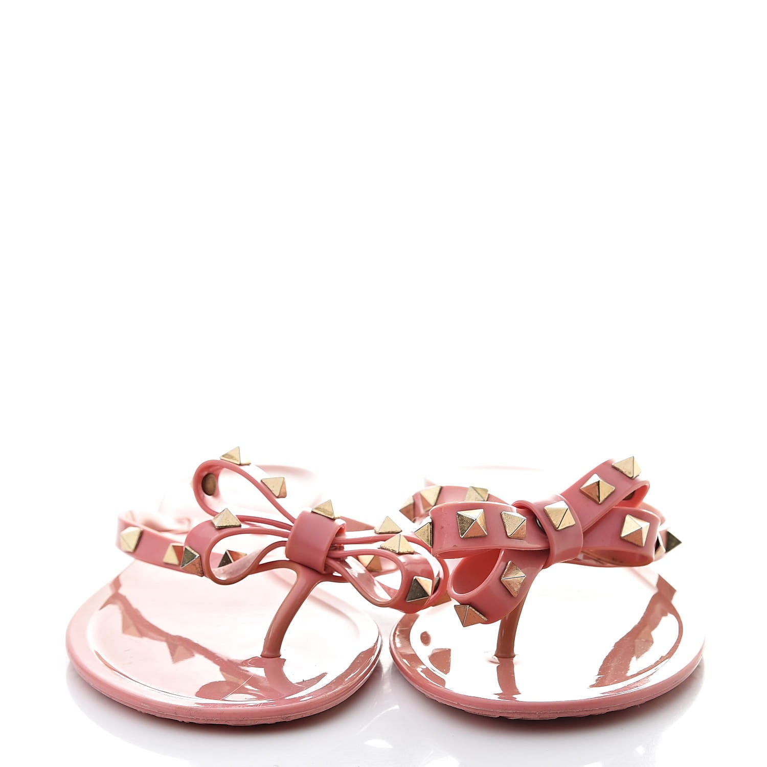 Valentino Garavani PVC Jelly Rockstud Bow Thong Sandals 39 Pink 2 of 10