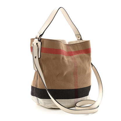 Burberry Canvas Mega Check Small Ashby Hobo White 3 of 12