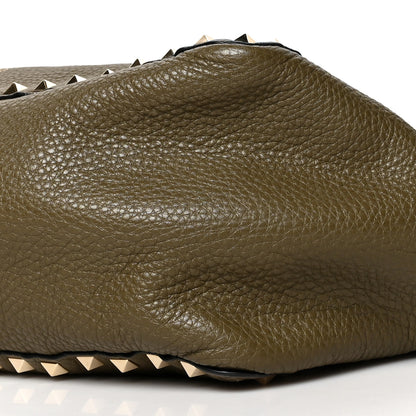 Valentino Garavani Grained Calfskin Medium Rockstud Reversible Tote Army Green Pink 9 of 16