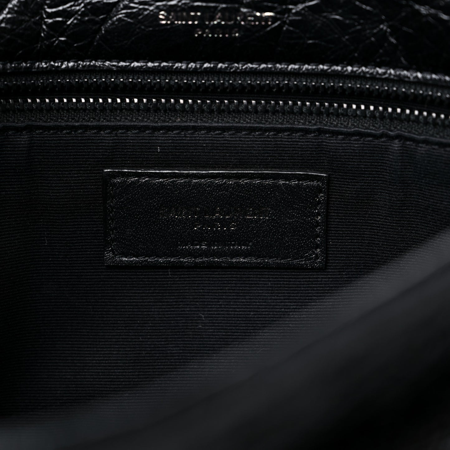 Crinkled Calfskin Matelasse Monogram Medium Niki Chain Satchel Black