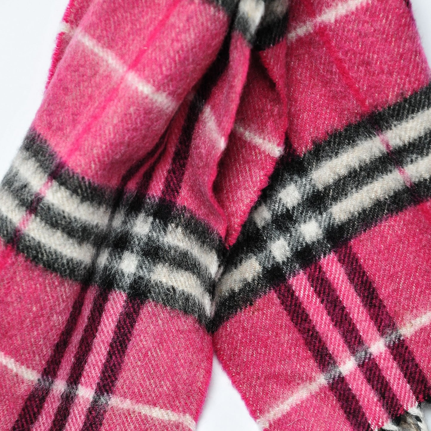 Cashmere Check Fringe Scarf Pink