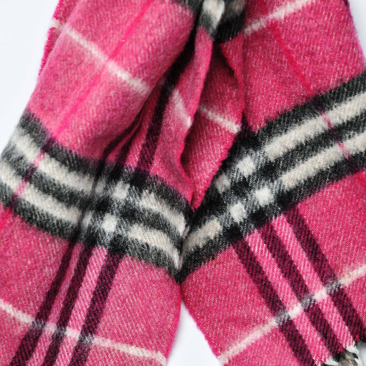 Burberry Cashmere Check Fringe Scarf Pink 3 of 4