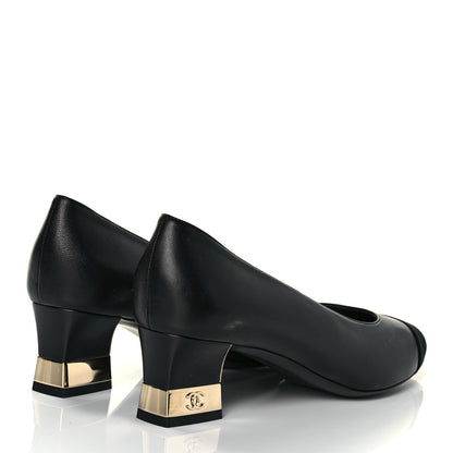 Chanel Lambskin Grosgrain Cap Toe CC Pumps 39.5 Black 4 of 9