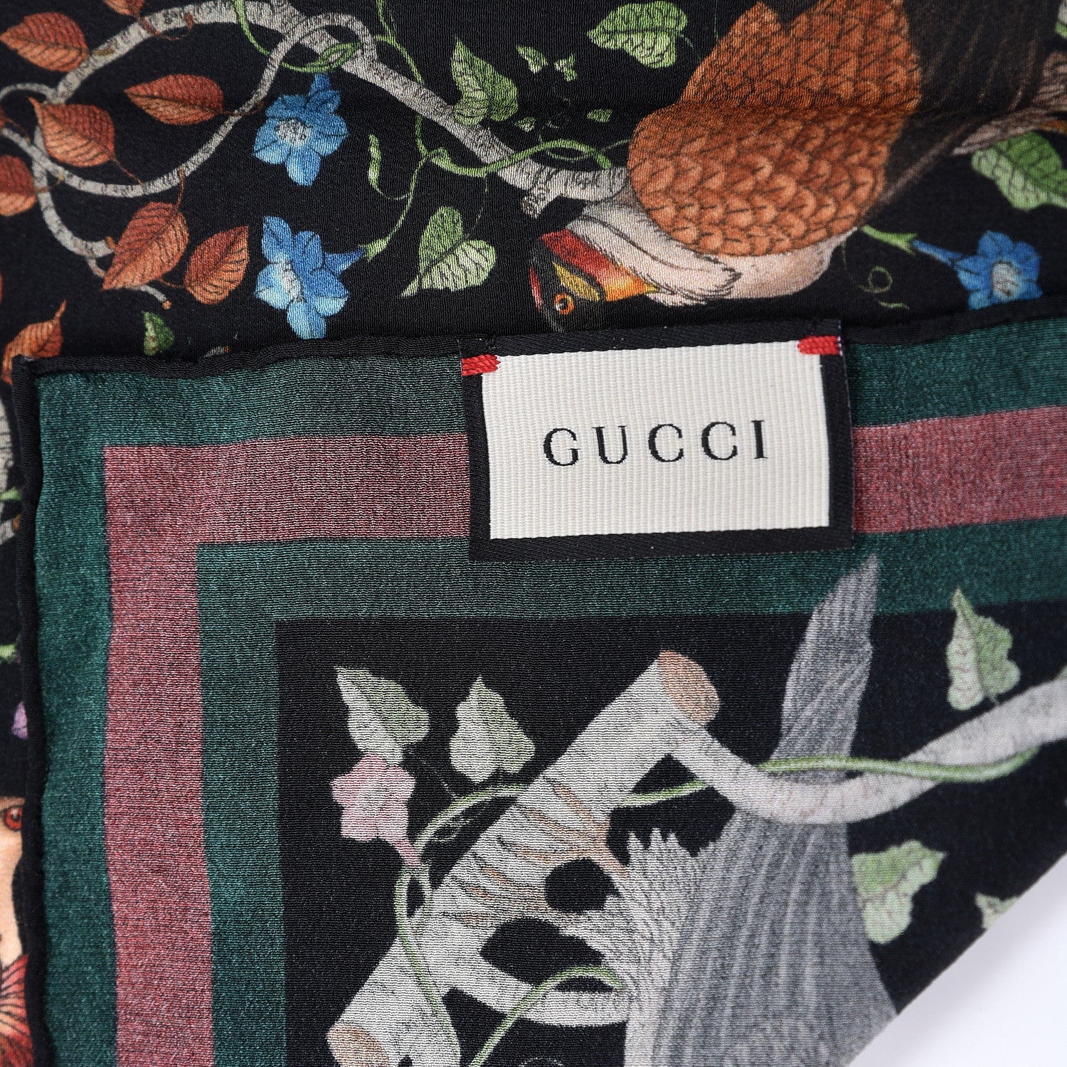 Gucci Silk Floral Condor Square Handkerchief Black 3 of 4
