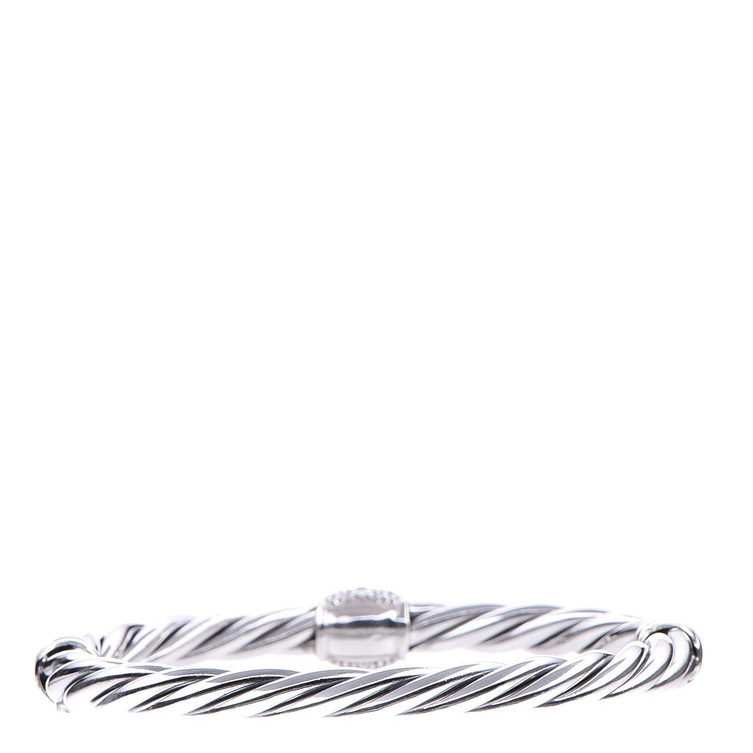 David Yurman Sterling Silver Diamond 6mm Moonlight Ice Hinged Bracelet 3 of 7