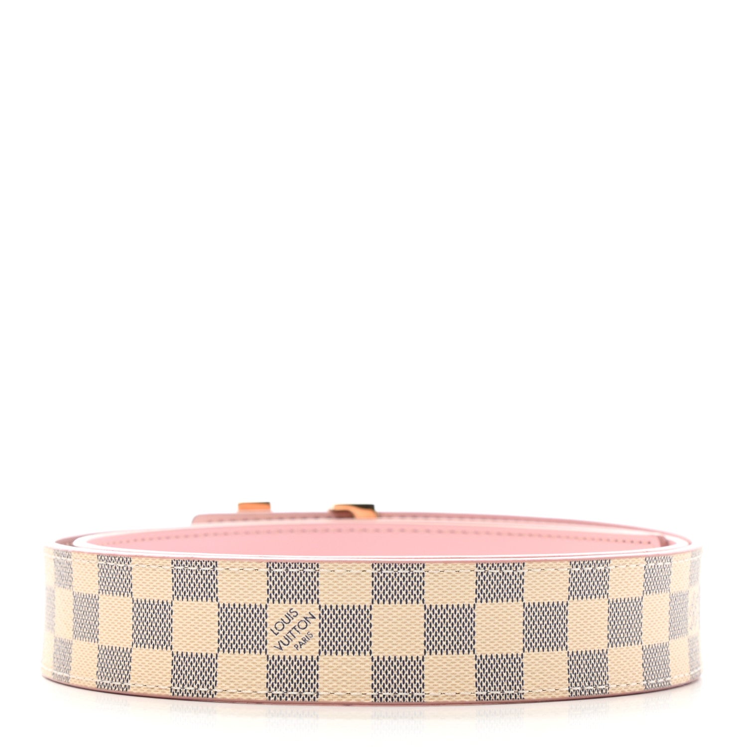 Louis Vuitton Damier Azur LV Initiales 32mm Belt 85 34 Rose Ballerine 2 of 6
