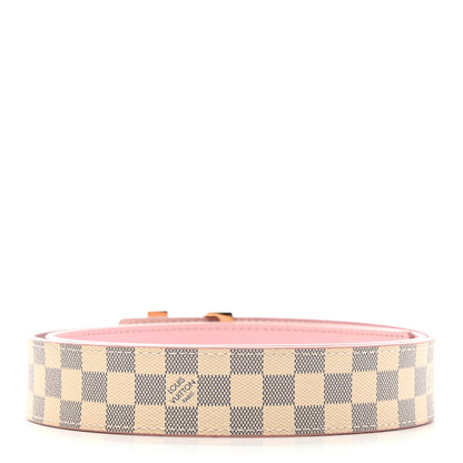 Louis Vuitton Damier Azur LV Initiales 32mm Belt 85 34 Rose Ballerine 2 of 6