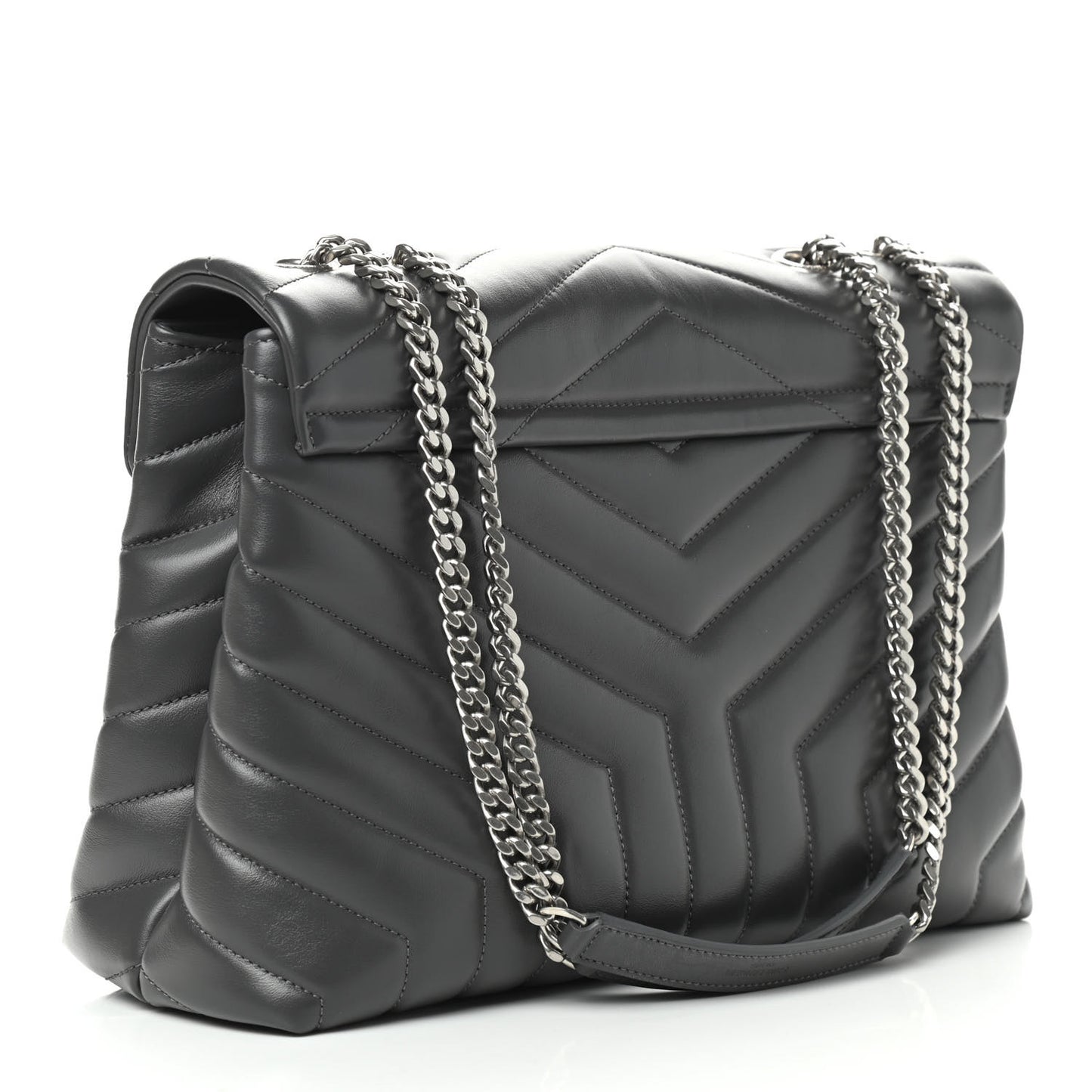 Calfskin Y Quilted Monogram Medium Loulou Chain Satchel Asphalt