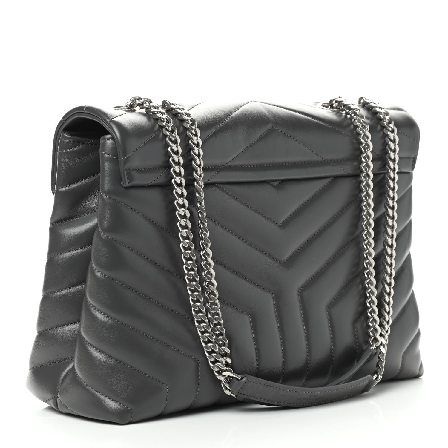 Saint Laurent Calfskin Y Quilted Monogram Medium Loulou Chain Satchel Asphalt 3 of 10