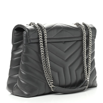 Saint Laurent Calfskin Y Quilted Monogram Medium Loulou Chain Satchel Asphalt 3 of 10