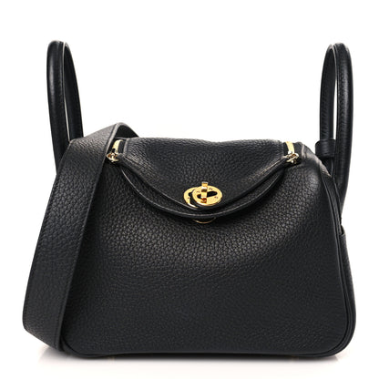 Hermes Taurillon Clemence Mini Lindy 20 Black 1 of 9