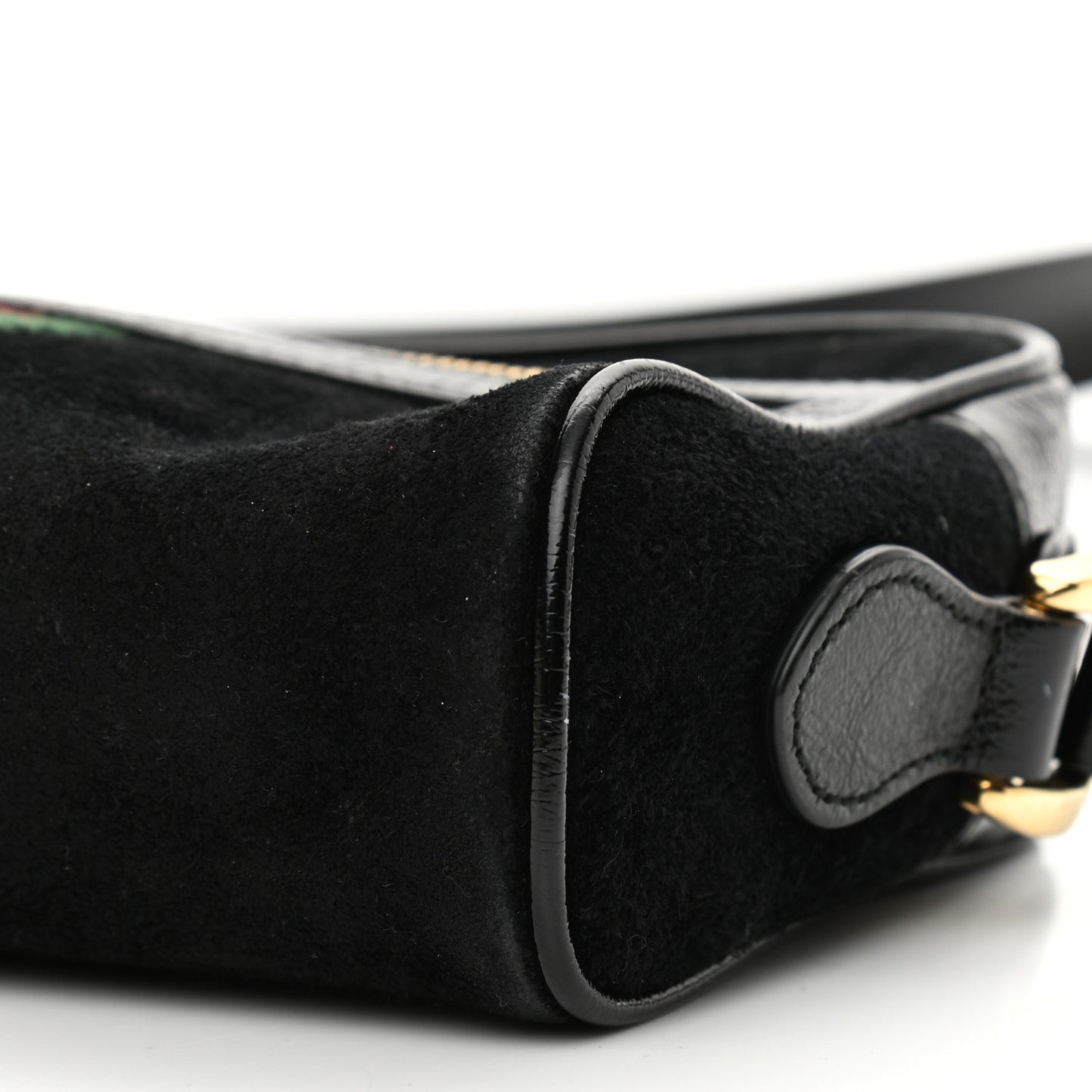 Suede Patent Web Mini Ophidia Shoulder Bag Black