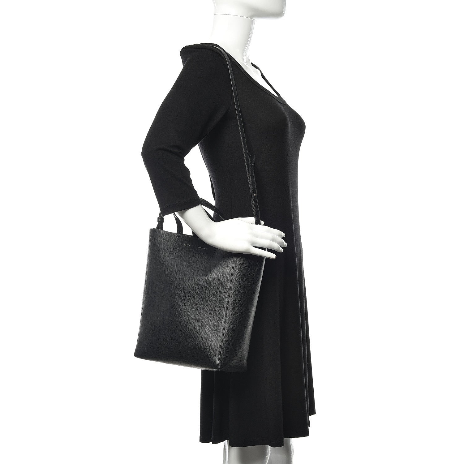 Celine Grained Calfskin Small Vertical Cabas Black 2 of 9
