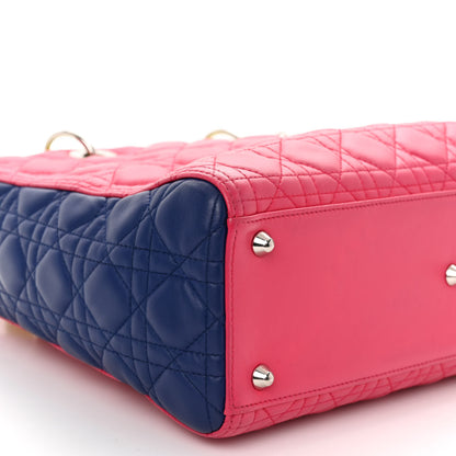 Christian Dior Lambskin Cannage Large Tri-Color Lady Dior Pink Blue Yellow 8 of 13