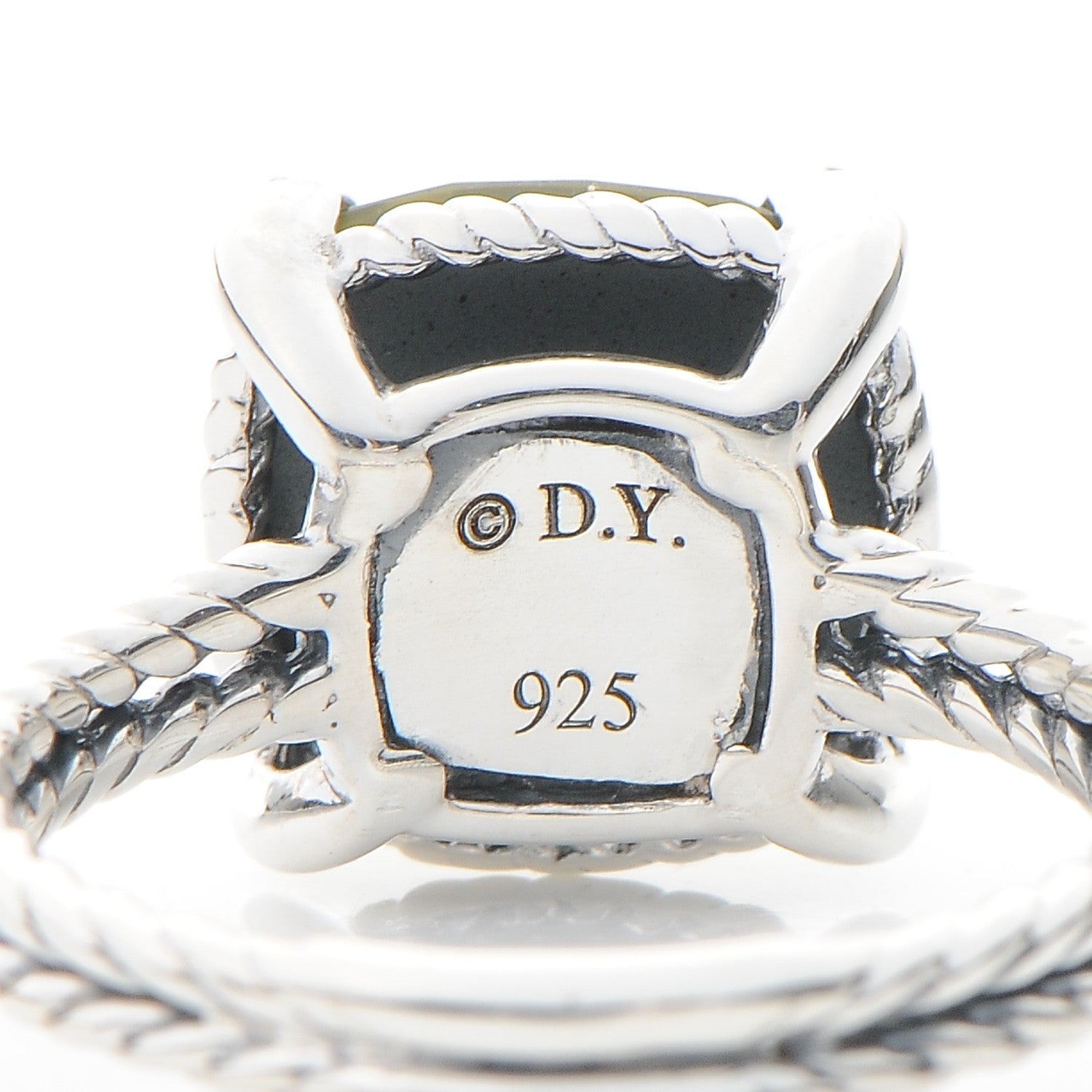 David Yurman Sterling Silver Diamond Green Orchid 11mm Chatelaine Ring 58 8.25 4 of 4