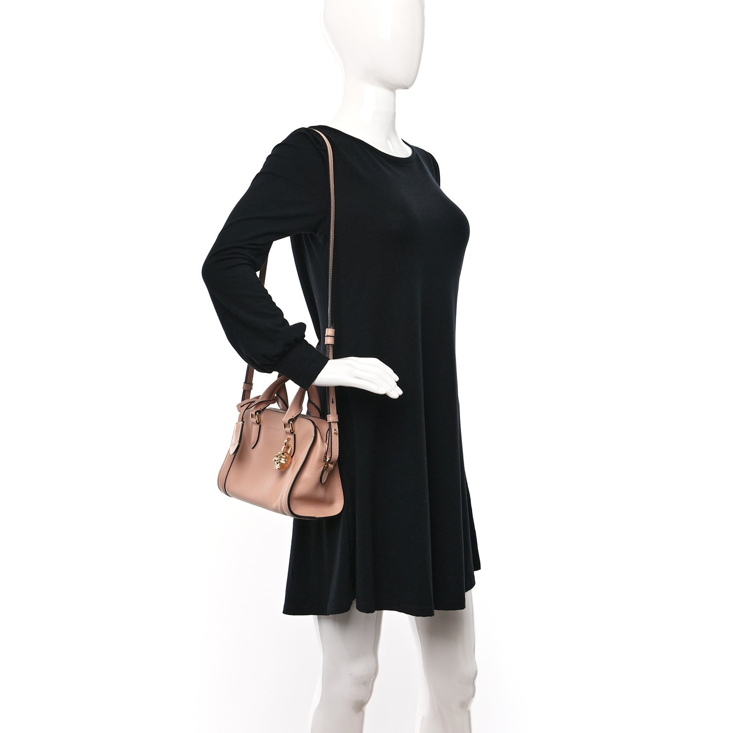 Pebbled Calfskin Mini Skull Padlock Zip Around Tote Boudoir