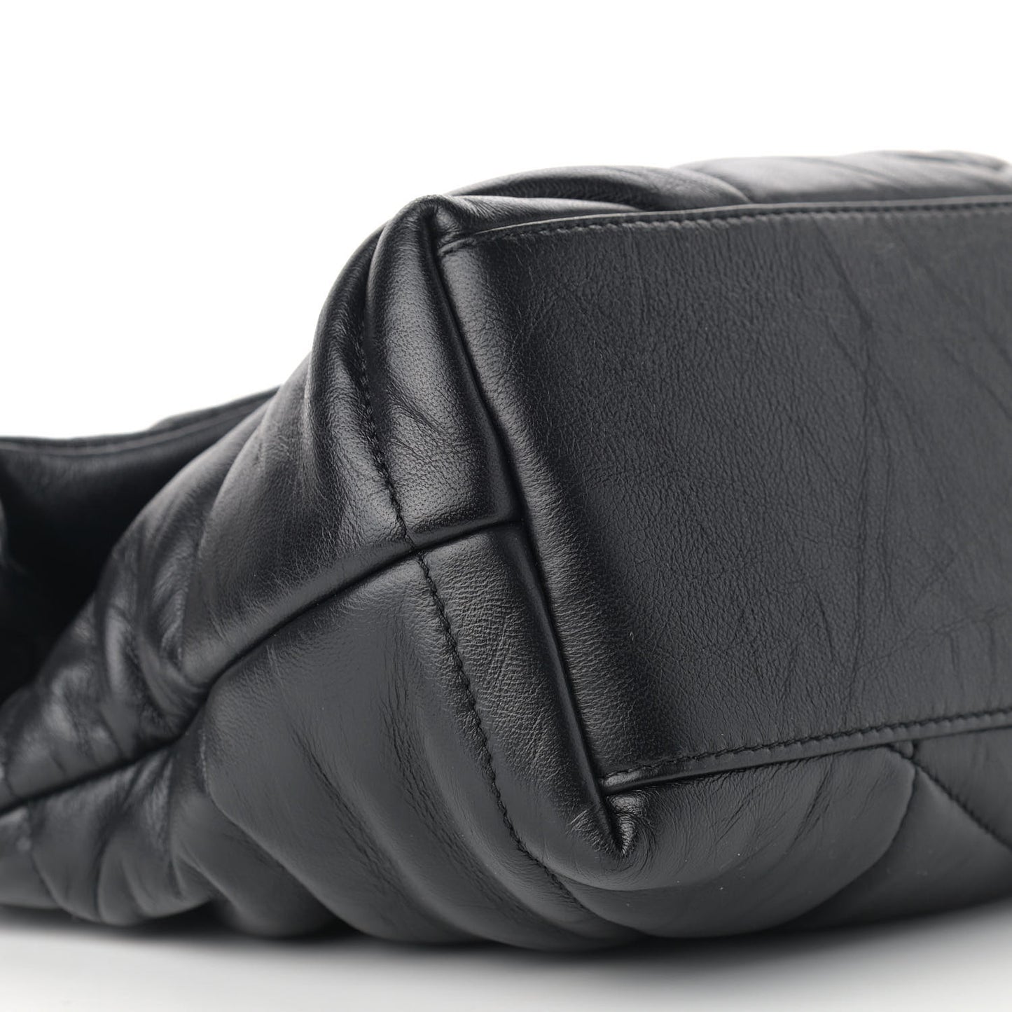 Lambskin Quilted Small Loulou Puffer Monogram Chain Satchel Black