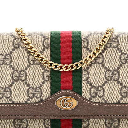 Gucci GG Supreme Monogram Web Ophidia Wallet On Chain Brown 9 of 11