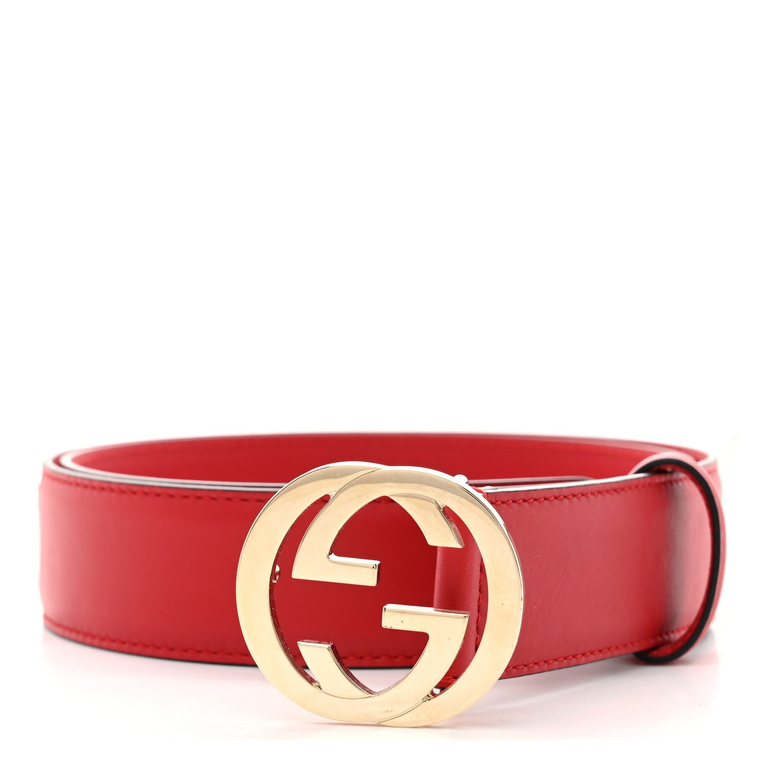 Gucci Moon Calfskin Interlocking G 37mm Belt 90 36 Vibrant Red 1 of 5